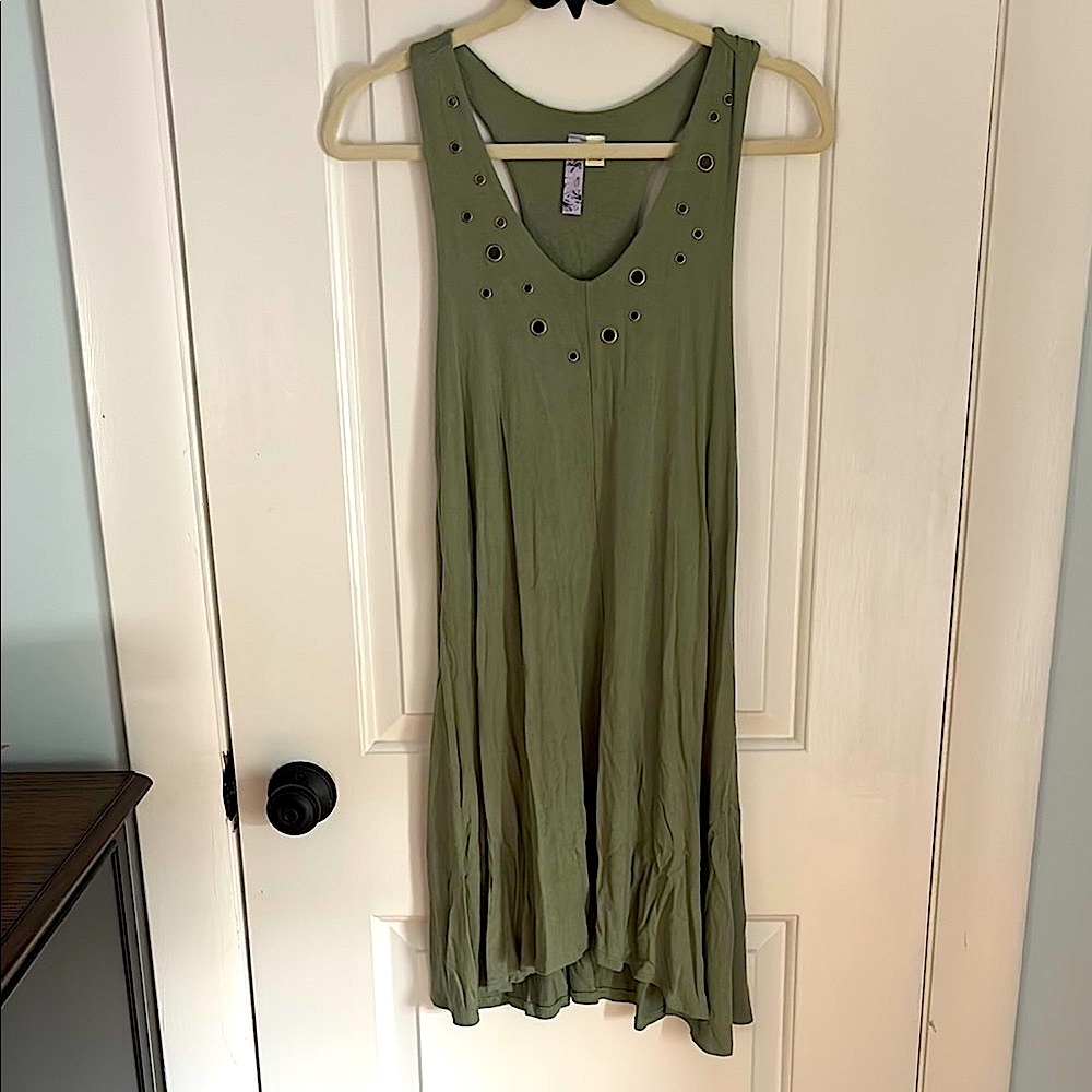 Green Dress with Eyelet Detail